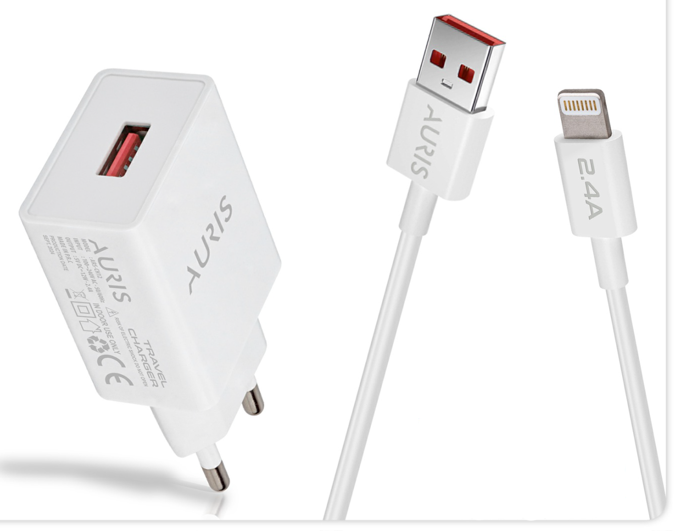 Auris CH12 Lightning Şarj Seti 2-4A iPhone Uyumlu Hızlı Şarj